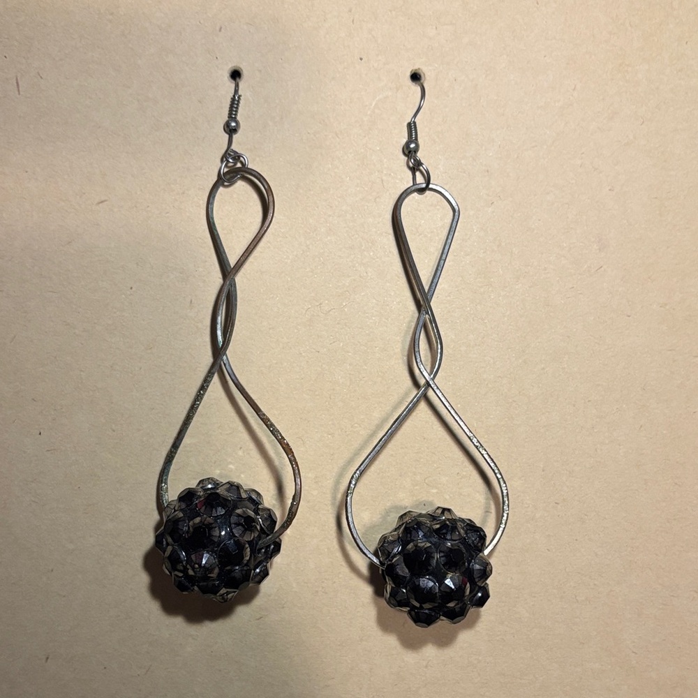 Elegant Silver and Black Drop Earrings